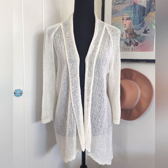 Eileen Fisher White Linen Knit Open Weave sz MD EUC - Picture 1 of 9
